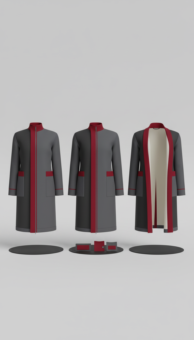 Hybrid robe-jacket back sculpted statement