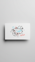 Chalk white contact info card with hand-drawn doodle
