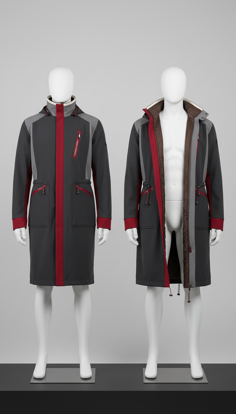 Hybrid robe-jacket zipped urban edge